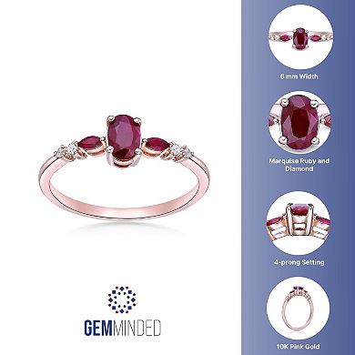 Gemminded 10k Rose Gold Ruby & Diamond Accent Ring