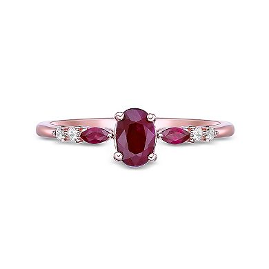 Gemminded 10k Rose Gold Ruby & Diamond Accent Ring