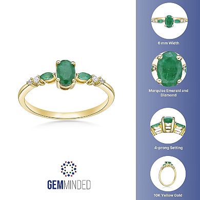 Gemminded 10k Gold Emerald & Diamond Accent Ring