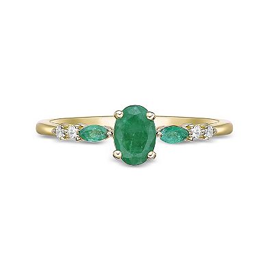 Gemminded 10k Gold Emerald & Diamond Accent Ring