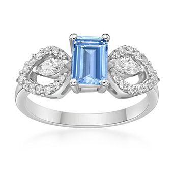 Gemminded 10k White Gold Aquamarine & 1/3 Carat T.W. Diamond Ring