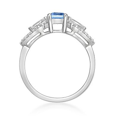 Gemminded 10k White Gold Aquamarine & 1/3 Carat T.W. Diamond Ring