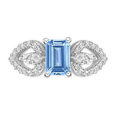 Gemminded 10k White Gold Aquamarine & 1/3 Carat T.W. Diamond Ring