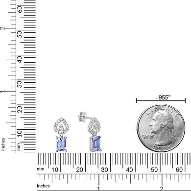 Gemminded 10k White Gold Aquamarine & 1/3 Carat T.W. Diamond Earrings