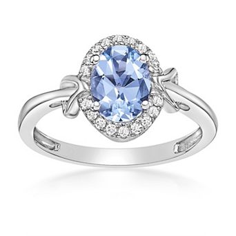 Gemminded 10k White Gold Aquamarine & 1/10 Carat T.W. Diamond Ring