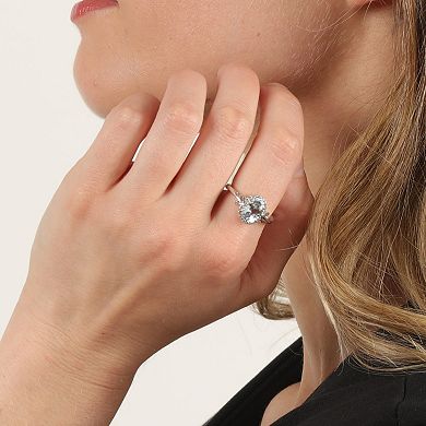 Gemminded 10k White Gold Aquamarine & 1/10 Carat T.W. Diamond Ring