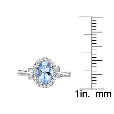 Gemminded 10k White Gold Aquamarine & 1/10 Carat T.W. Diamond Ring