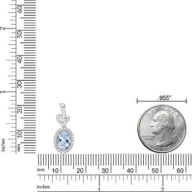 Gemminded 10k White Gold Aquamarine & 1/8 Carat T.W. Diamond Pendant Necklace