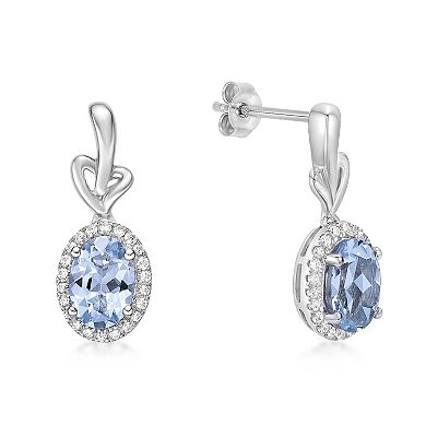 Gemminded 10k White Gold Aquamarine & 1/5 Carat T.W. Diamond Earrings