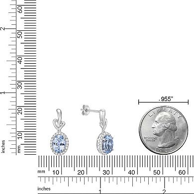 Gemminded 10k White Gold Aquamarine & 1/5 Carat T.W. Diamond Earrings