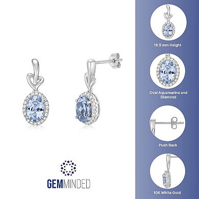 Gemminded 10k White Gold Aquamarine & 1/5 Carat T.W. Diamond Earrings