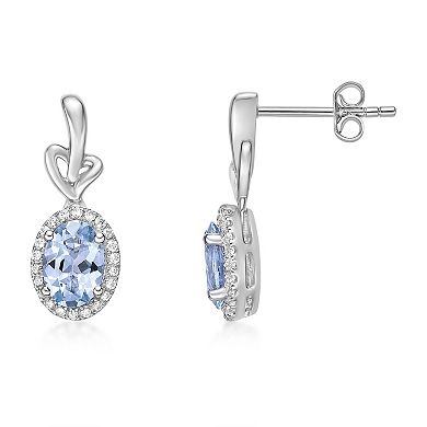 Gemminded 10k White Gold Aquamarine & 1/5 Carat T.W. Diamond Earrings