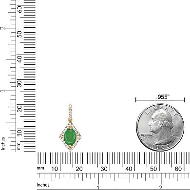 Gemminded 10k Gold Emerald & 1/5 Carat T.W. Diamond Pendant Necklace