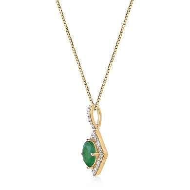 Gemminded 10k Gold Emerald & 1/5 Carat T.W. Diamond Pendant Necklace