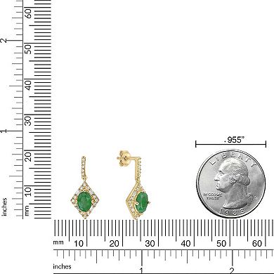 Gemminded 10k Gold Emerald & 1/4 Carat T.W. Diamond Drop Earrings