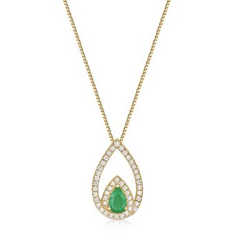 Gemminded 10k Gold Emerald & 1/4 Carat T.W. Diamond Pendant Necklace