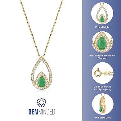 Gemminded 10k Gold Emerald & 1/4 Carat T.W. Diamond Pendant Necklace