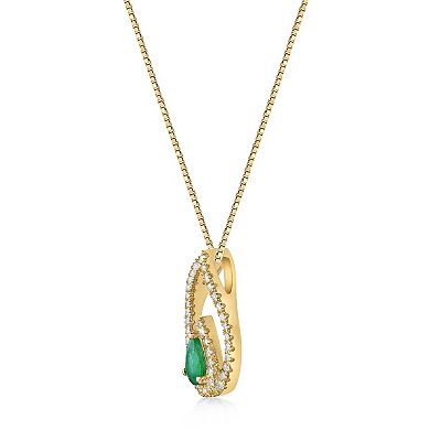 Gemminded 10k Gold Emerald & 1/4 Carat T.W. Diamond Pendant Necklace