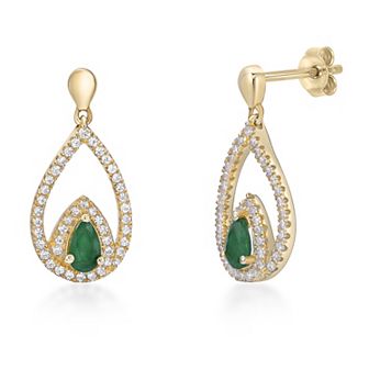Gemminded 10k Gold Emerald & 1/3 Carat T.W. Diamond Earrings