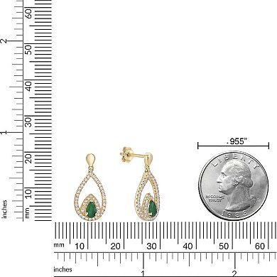 Gemminded 10k Gold Emerald & 1/3 Carat T.W. Diamond Earrings