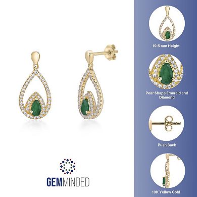 Gemminded 10k Gold Emerald & 1/3 Carat T.W. Diamond Earrings