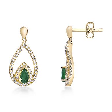 Gemminded 10k Gold Emerald & 1/3 Carat T.W. Diamond Earrings
