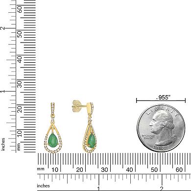 Gemminded 10k Gold Emerald & 1/5 Carat T.W. Diamond Earrings