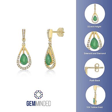 Gemminded 10k Gold Emerald & 1/5 Carat T.W. Diamond Earrings