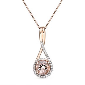 Gemminded 10k Rose Gold Morganite & 1/6 Carat T.W. Diamond Pendant Necklace