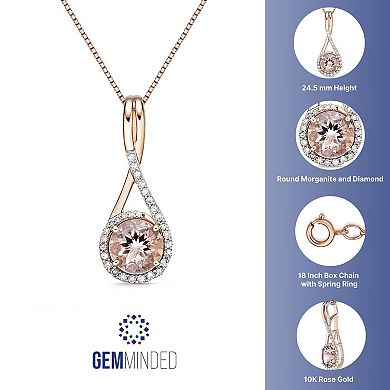 Gemminded 10k Rose Gold Morganite & 1/6 Carat T.W. Diamond Pendant Necklace