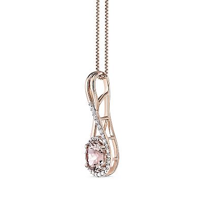 Gemminded 10k Rose Gold Morganite & 1/6 Carat T.W. Diamond Pendant Necklace