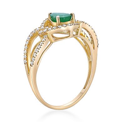 Gemminded 10k Gold Emerald & 1/4 Carat T.W. Diamond Ring
