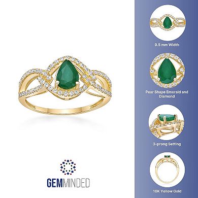 Gemminded 10k Gold Emerald & 1/4 Carat T.W. Diamond Ring