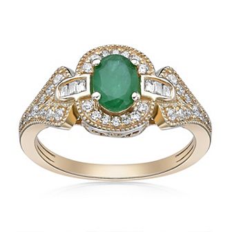 Gemminded 10k Gold Emerald & 3/8 Carat T.W. Diamond Ring