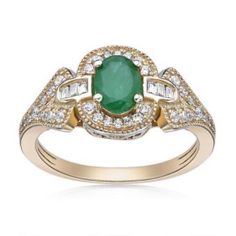 Gemminded 10k Gold Emerald & 3/8 Carat T.W. Diamond Ring