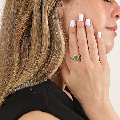 Gemminded 10k Gold Emerald & 3/8 Carat T.W. Diamond Ring
