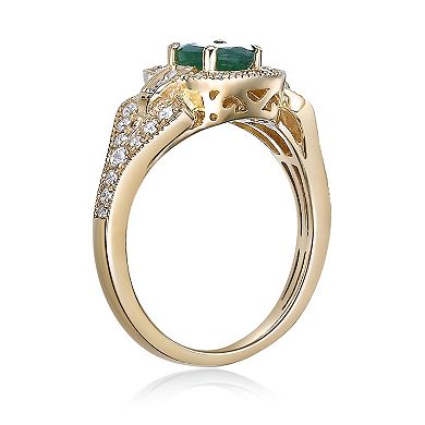 Gemminded 10k Gold Emerald & 3/8 Carat T.W. Diamond Ring