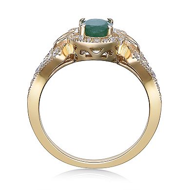 Gemminded 10k Gold Emerald & 3/8 Carat T.W. Diamond Ring