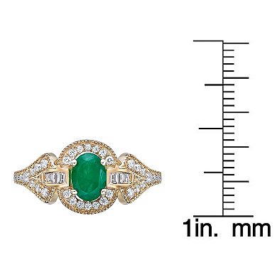 Gemminded 10k Gold Emerald & 3/8 Carat T.W. Diamond Ring