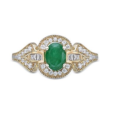 Gemminded 10k Gold Emerald & 3/8 Carat T.W. Diamond Ring