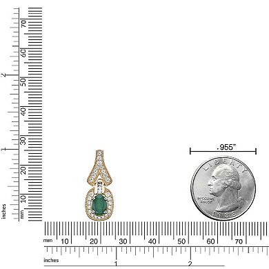 Gemminded 10k Gold Emerald & 1/3 Carat T.W. Diamond Pendant Necklace