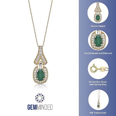 Gemminded 10k Gold Emerald & 1/3 Carat T.W. Diamond Pendant Necklace