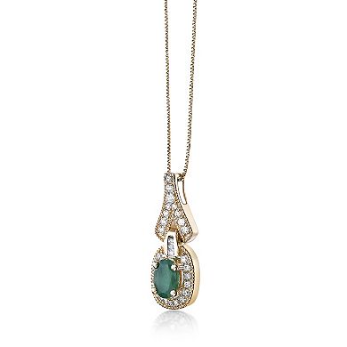 Gemminded 10k Gold Emerald & 1/3 Carat T.W. Diamond Pendant Necklace
