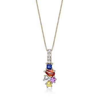 Gemminded 10k Gold Multicolor Sapphire Pendant Necklace