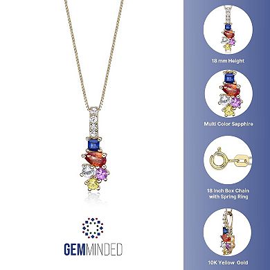 Gemminded 10k Gold Multicolor Sapphire Pendant Necklace