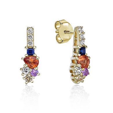 Gemminded 10k Gold Multicolor Sapphire Earrings