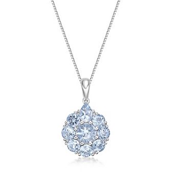 Gemminded 10k White Gold Aquamarine Pendant Necklace