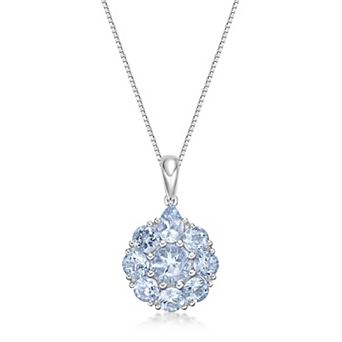 Gemminded 10k White Gold Aquamarine Pendant Necklace