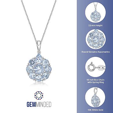 Gemminded 10k White Gold Aquamarine Pendant Necklace