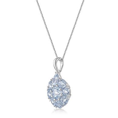 Gemminded 10k White Gold Aquamarine Pendant Necklace